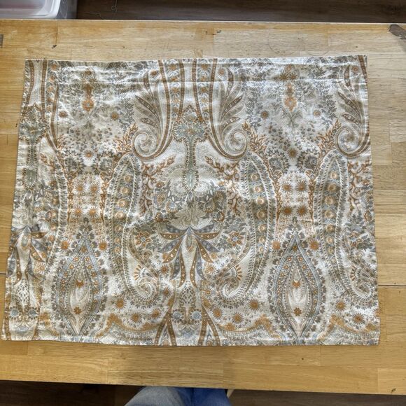 Pottery Barn Blythe Paisley Gold Ivory X2 Standard Pillow Shams Organic Cotton - Picture 7 of 12